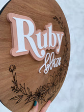 Load image into Gallery viewer, Floral baby name sign