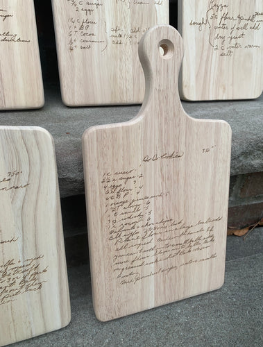 Recipe wood serving board