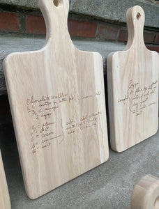 Recipe wood serving board