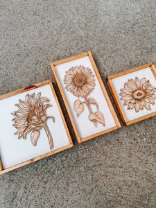 Engraved sunflower signs