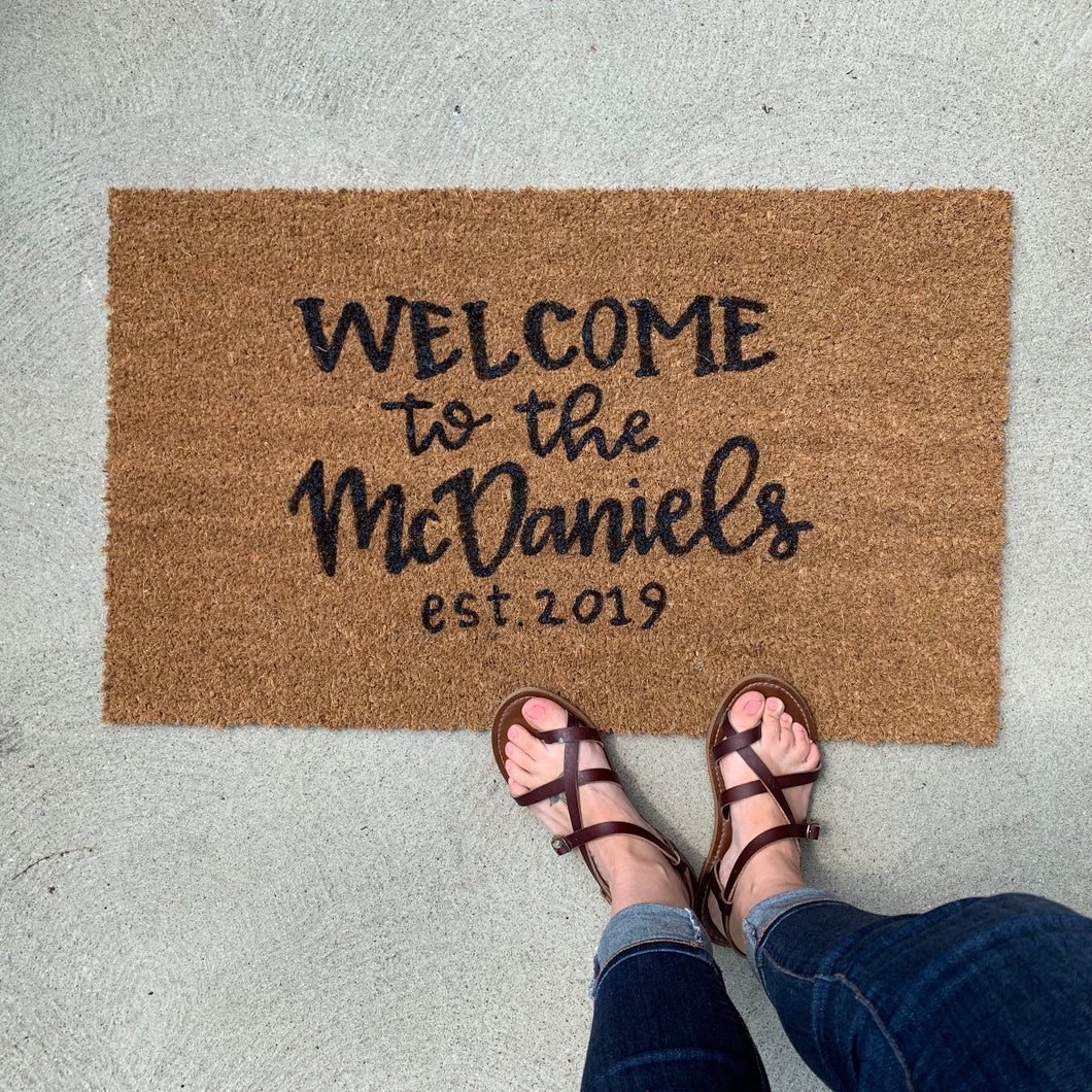 Welcome personalized doormat