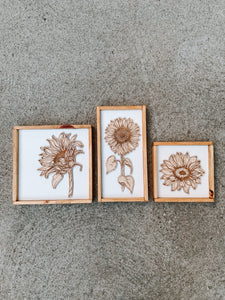 Engraved sunflower signs